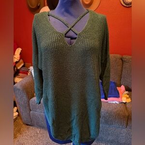 Express Dark Green Knit Sweater